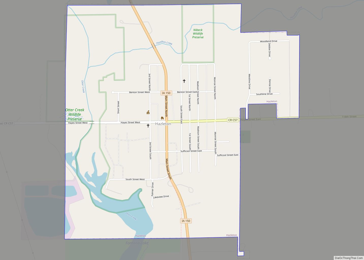 Map of Hazleton city, Iowa