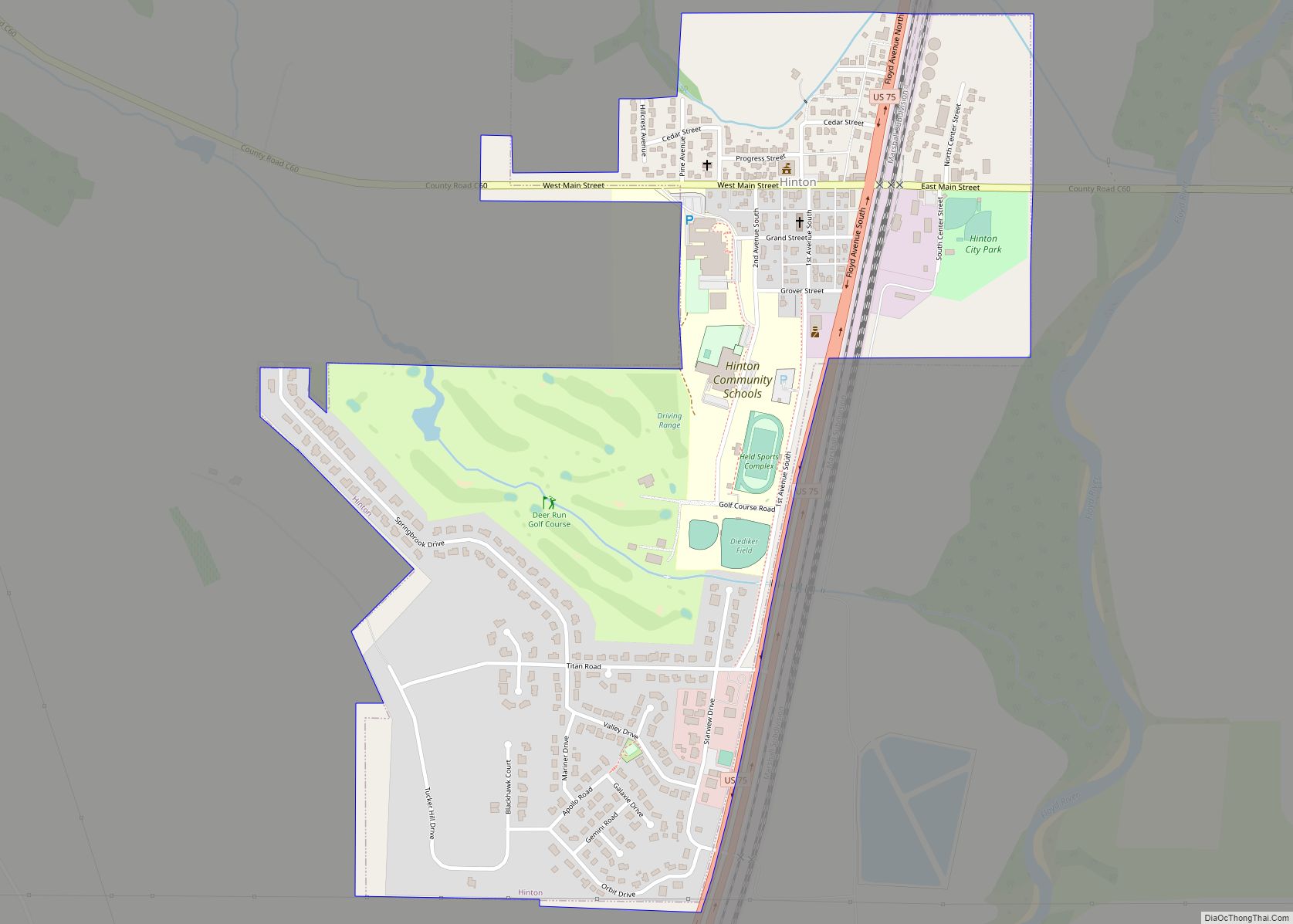 Map of Hinton city, Iowa