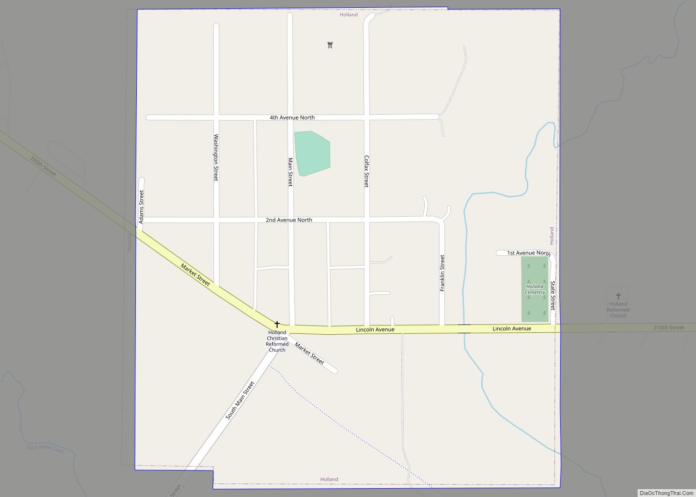 Map of Holland city, Iowa