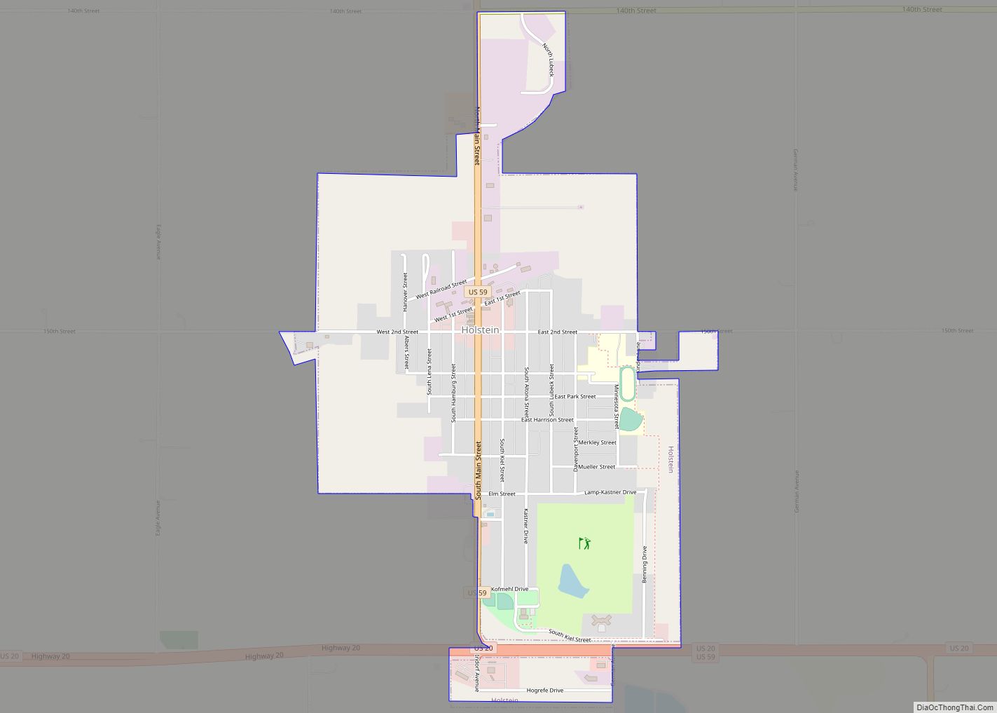 Map of Holstein city, Iowa