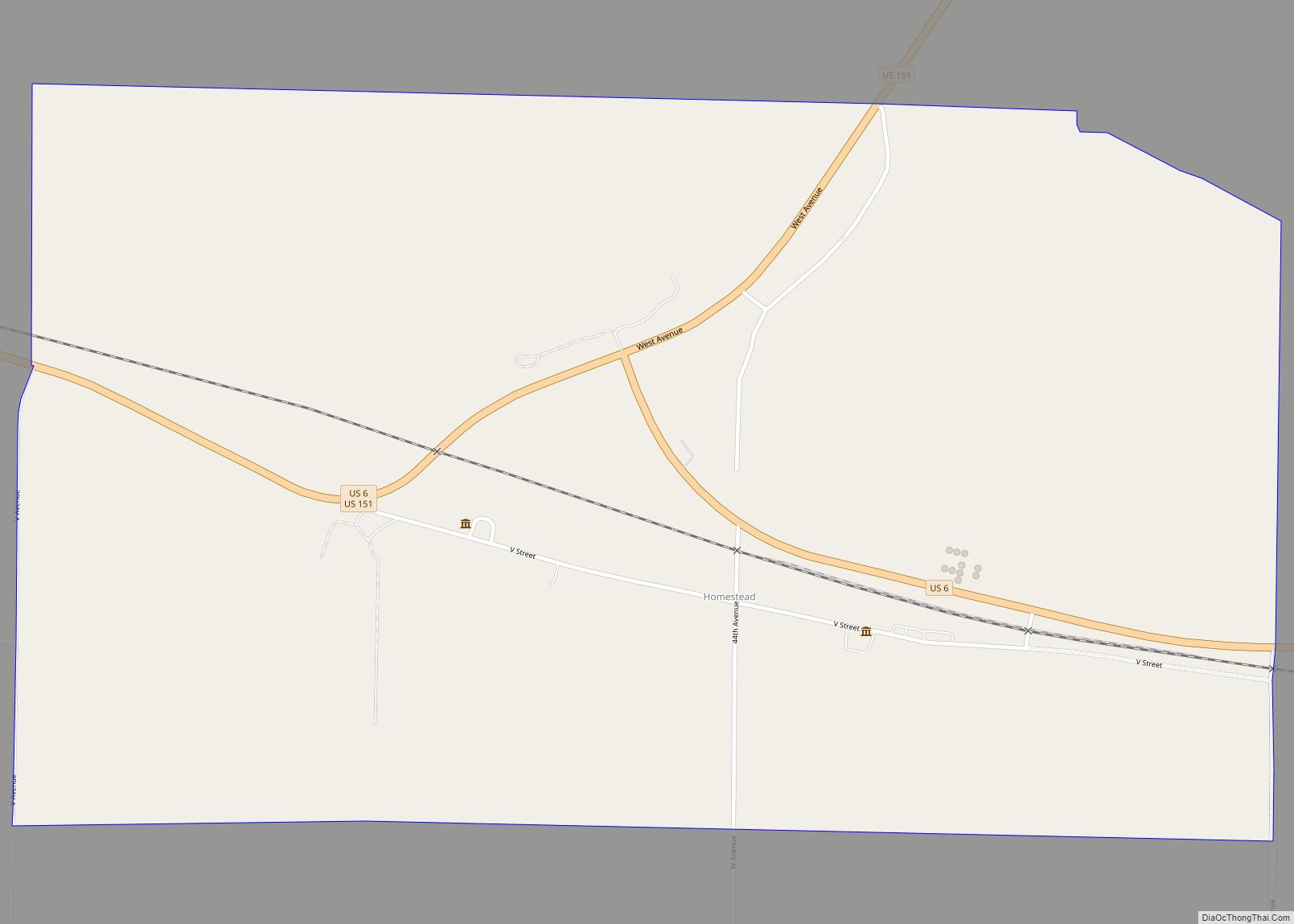 Map of Homestead CDP, Iowa