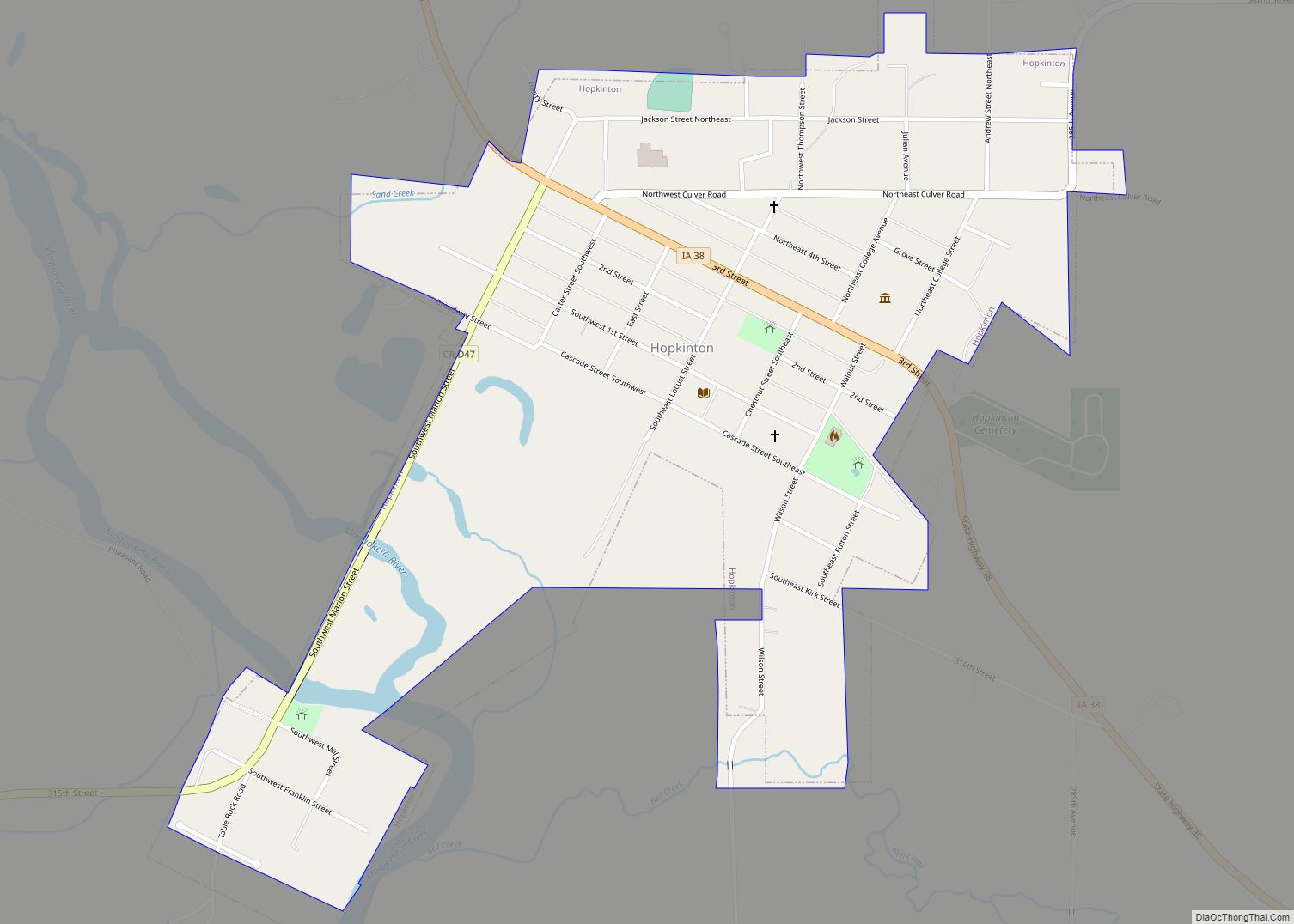 Map of Hopkinton city, Iowa