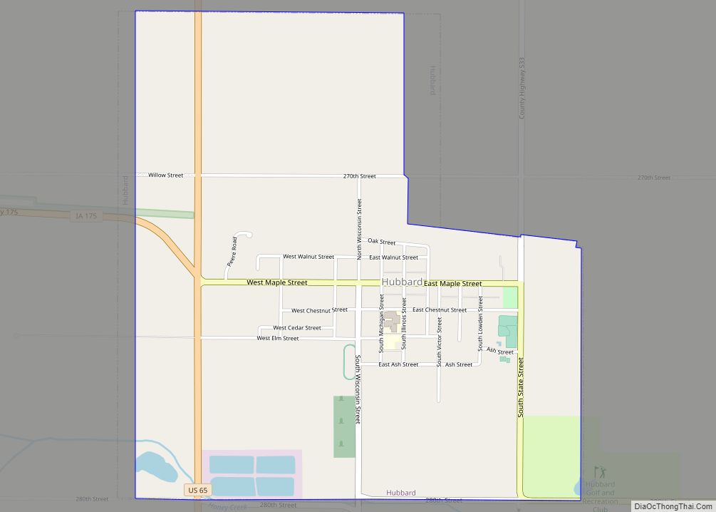 Map of Hubbard city, Iowa