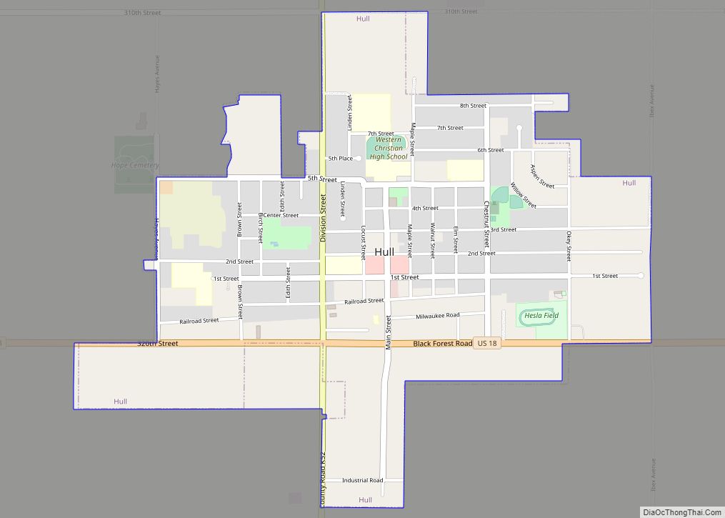 Map of Hull city, Iowa