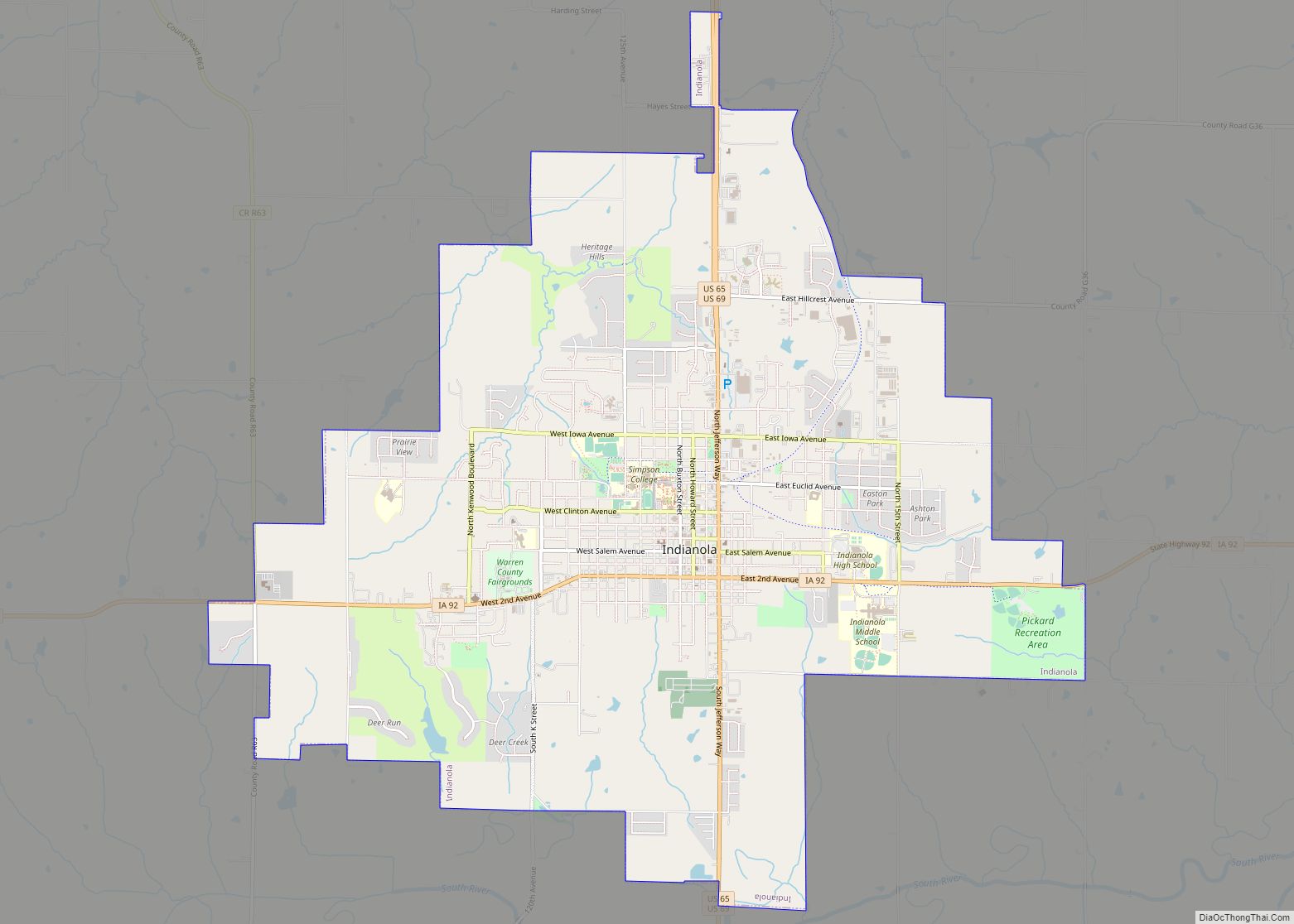 Map of Indianola city, Iowa