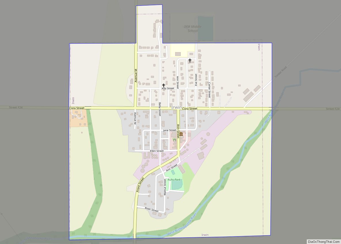 Map of Irwin city, Iowa