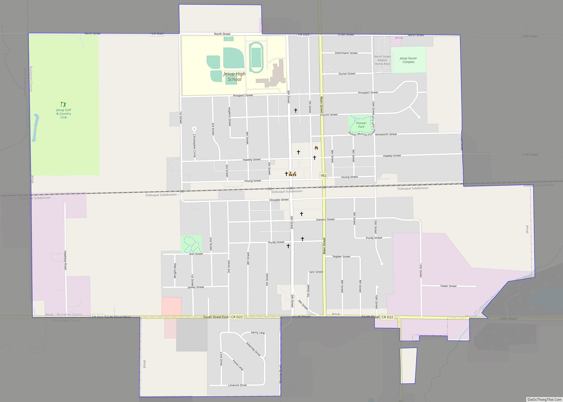 Map of Jesup city, Iowa