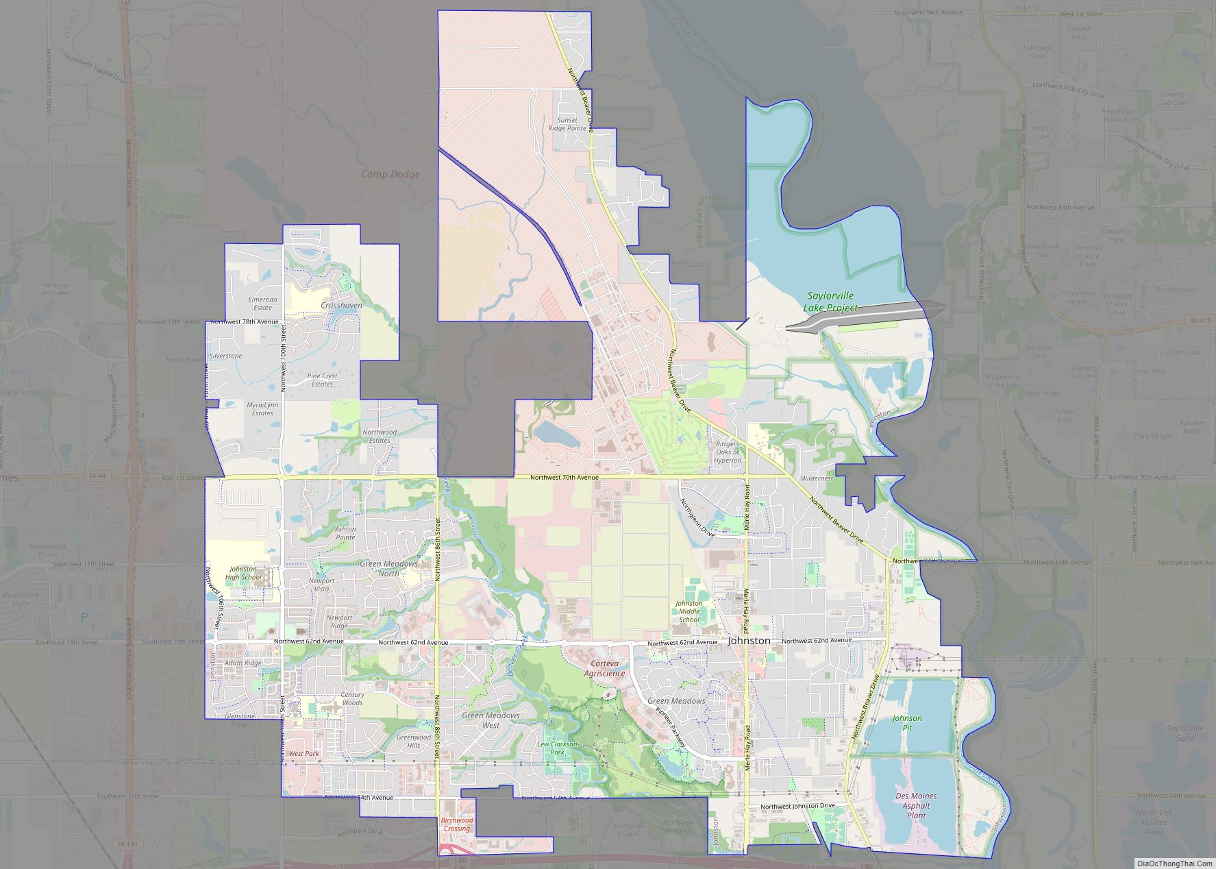 Map of Johnston city, Iowa