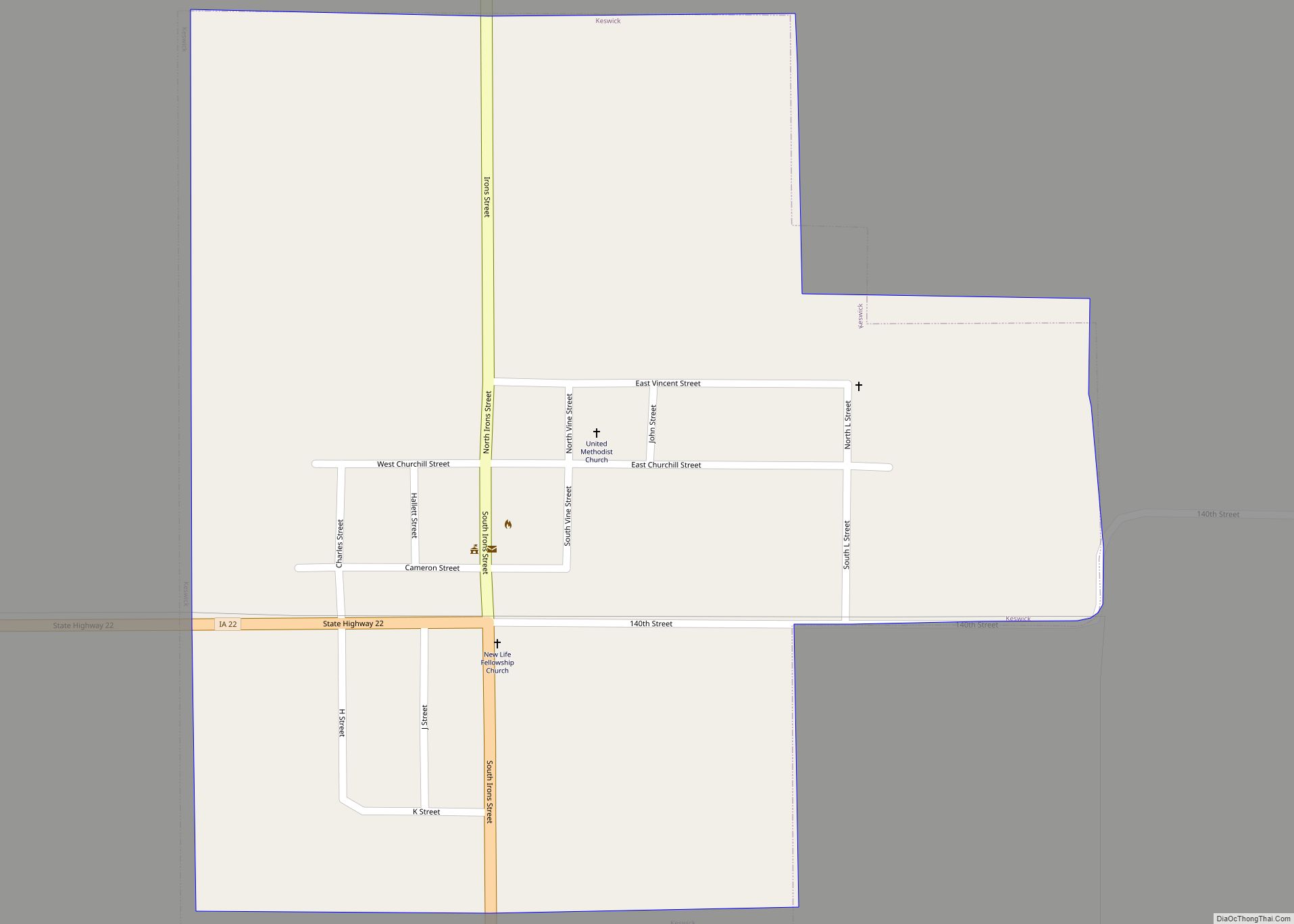 Map of Keswick city, Iowa