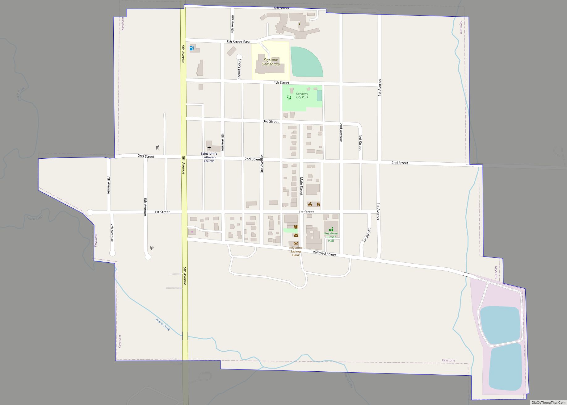 Map of Keystone city, Iowa