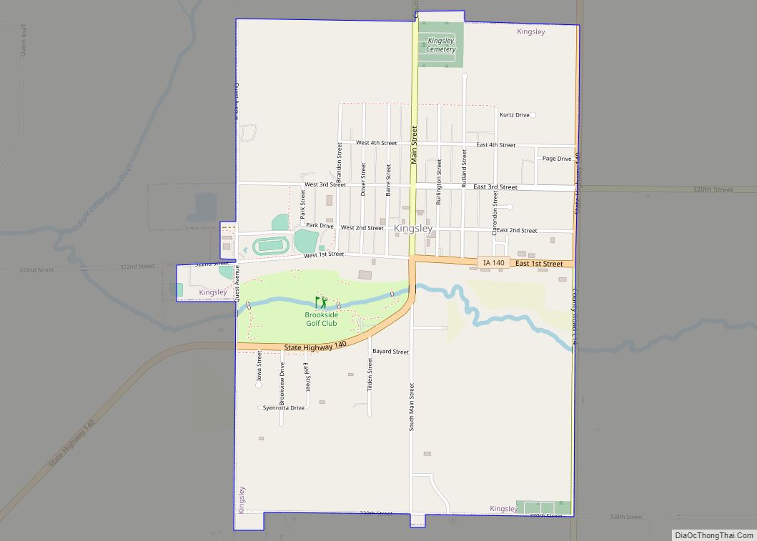 Map of Kingsley city, Iowa