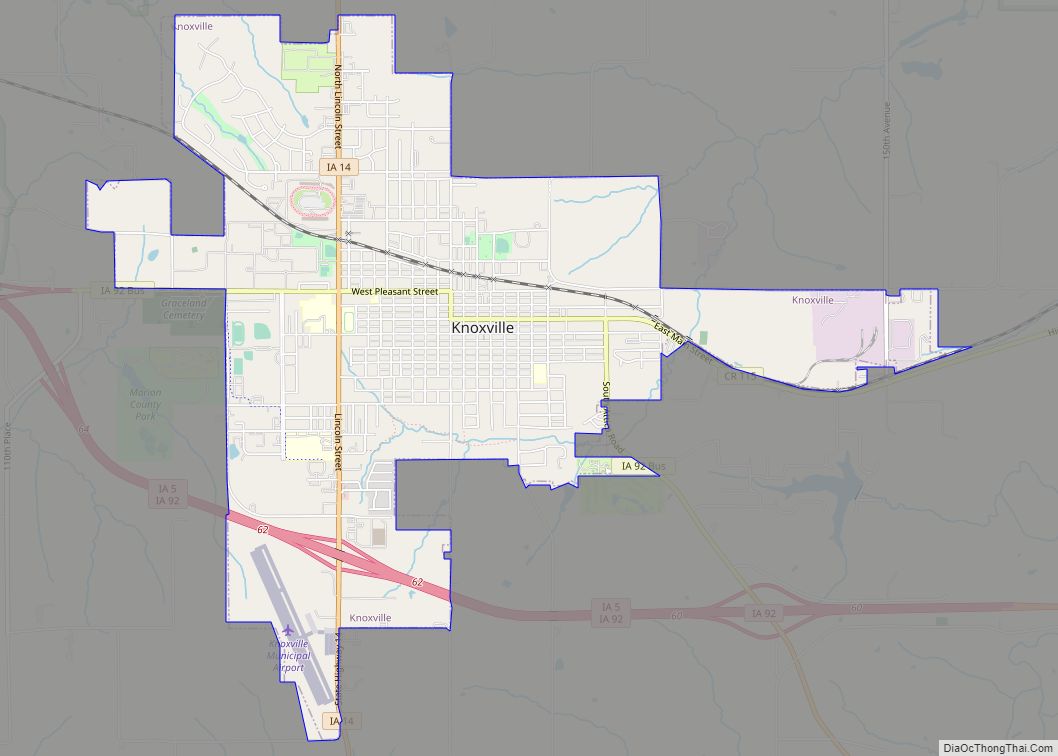 Map of Knoxville city, Iowa