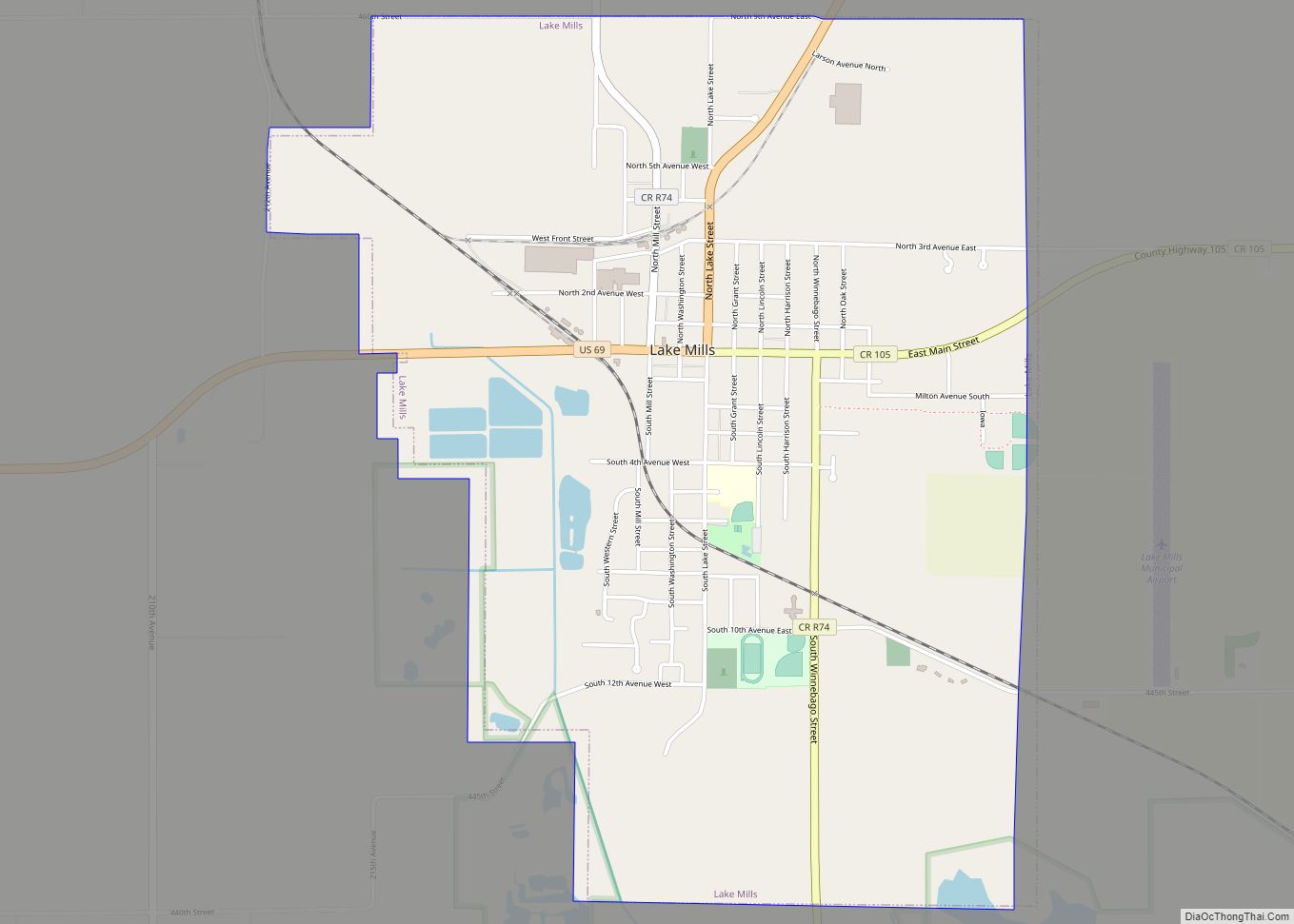 Map of Lake Mills city, Iowa