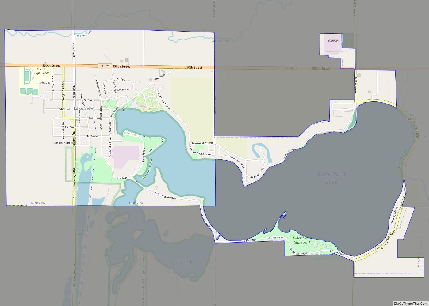 Map of Lake View city, Iowa