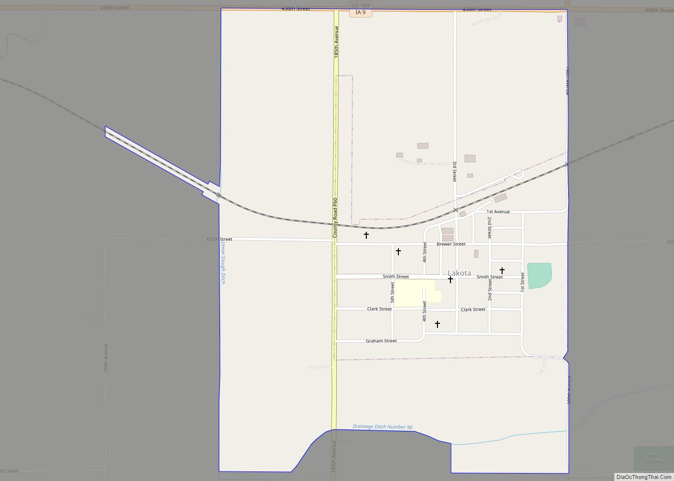 Map of Lakota city, Iowa