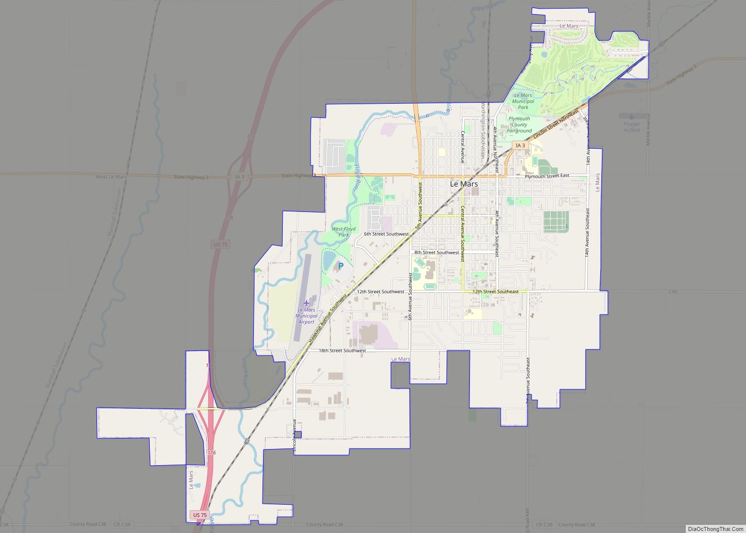 Map of Le Mars city