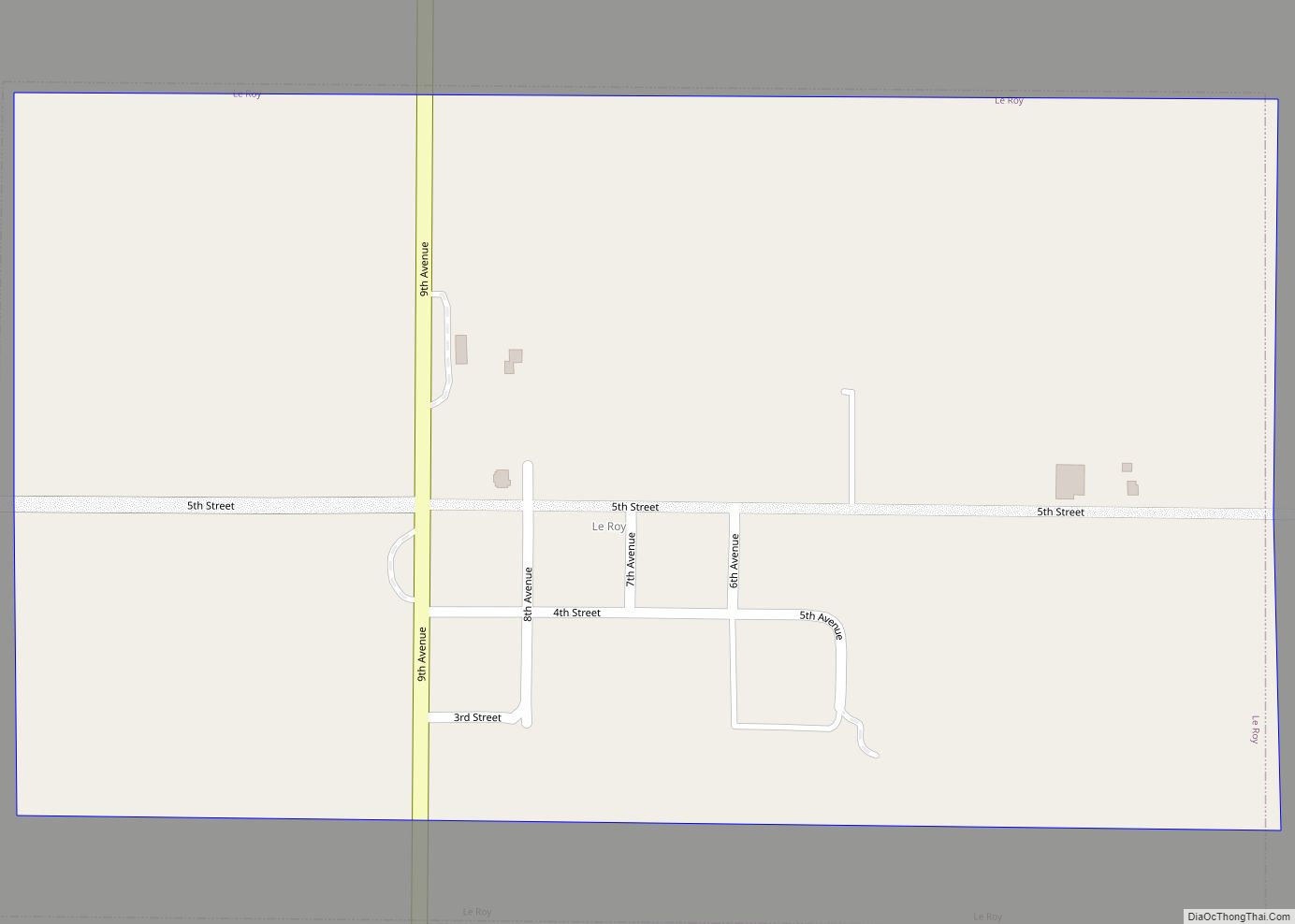 Map of Le Roy city, Iowa