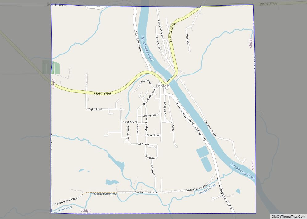 Map of Lehigh city, Iowa