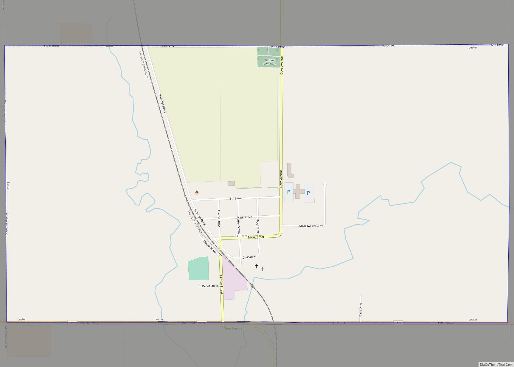 Map of Lester city, Iowa