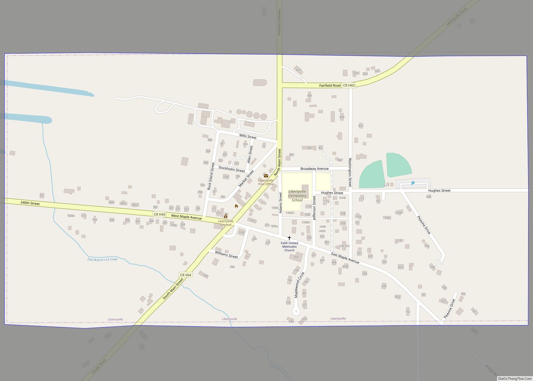 Map of Libertyville city, Iowa