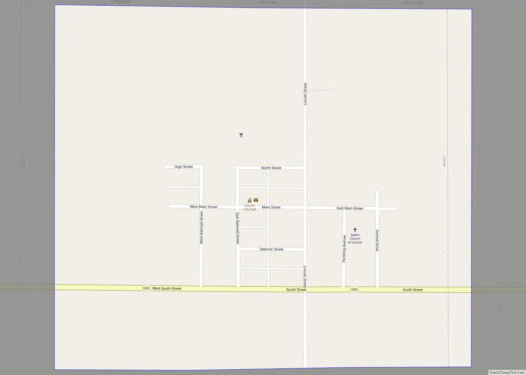 Map of Lincoln city, Iowa