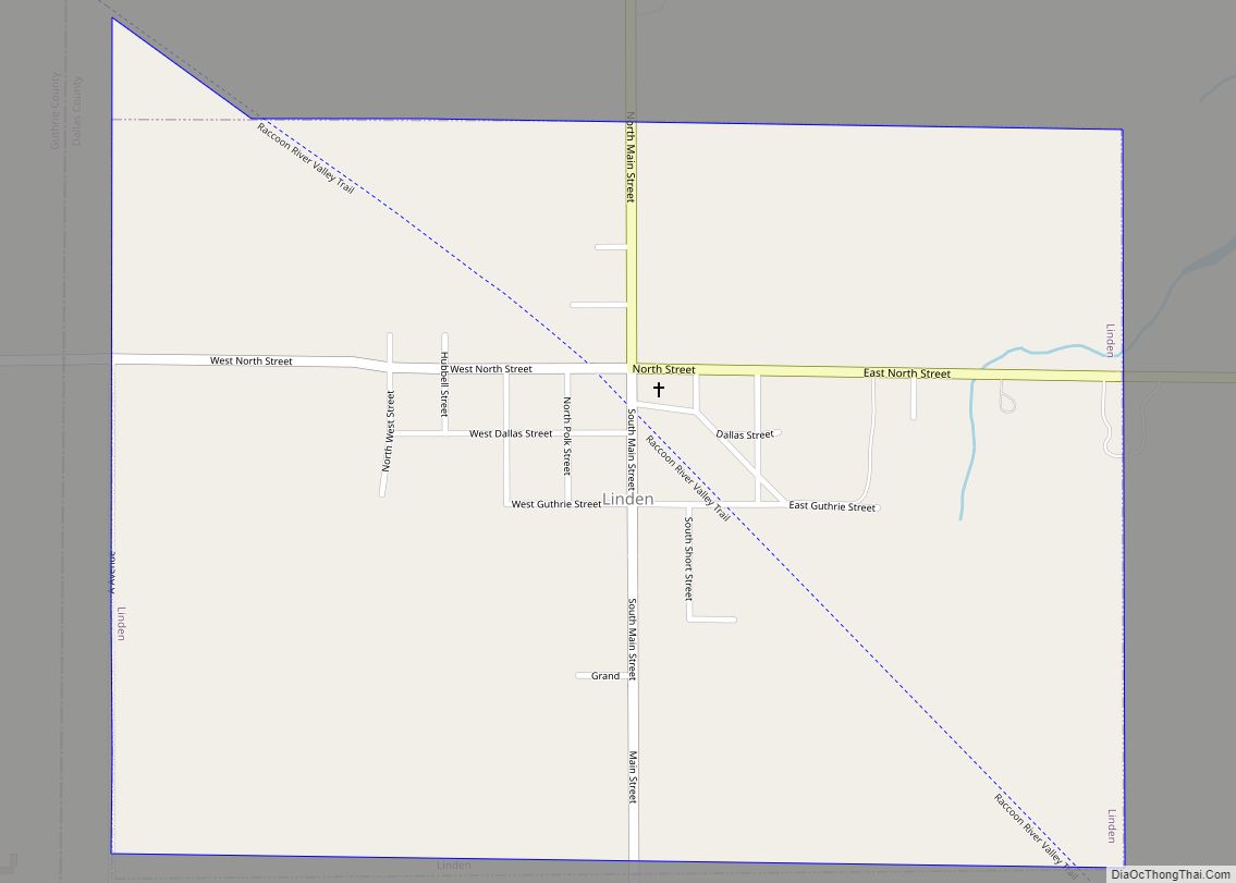 Map of Linden city, Iowa