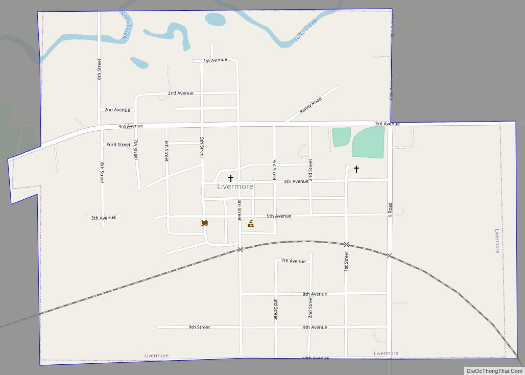 Map of Livermore city, Iowa