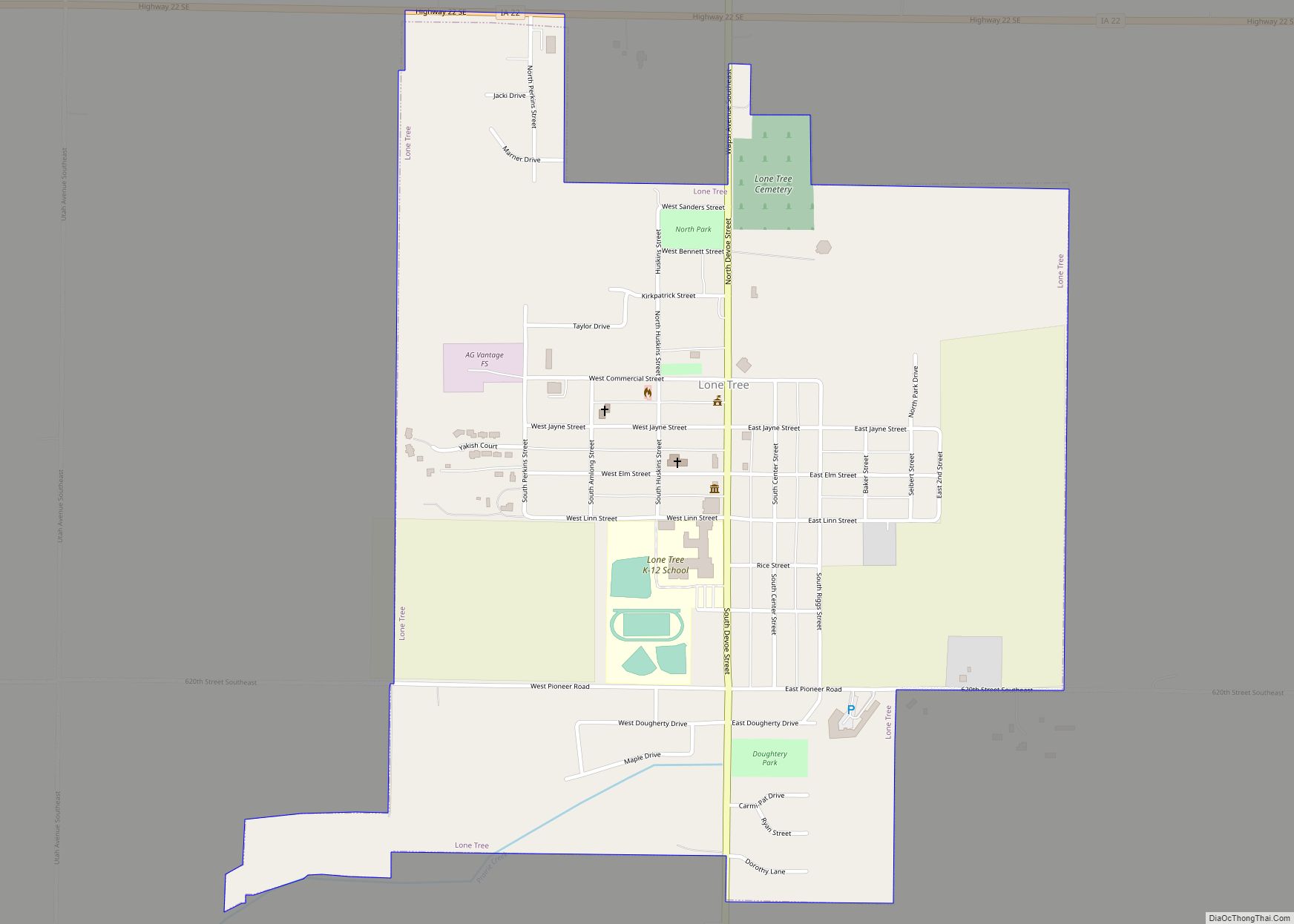 Map of Lone Tree city, Iowa