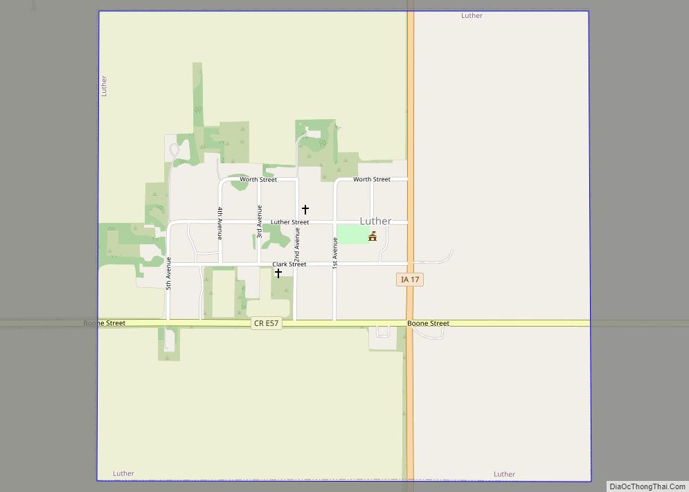 Map of Luther city, Iowa