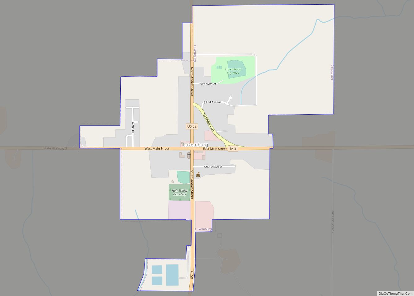 Map of Luxemburg city, Iowa