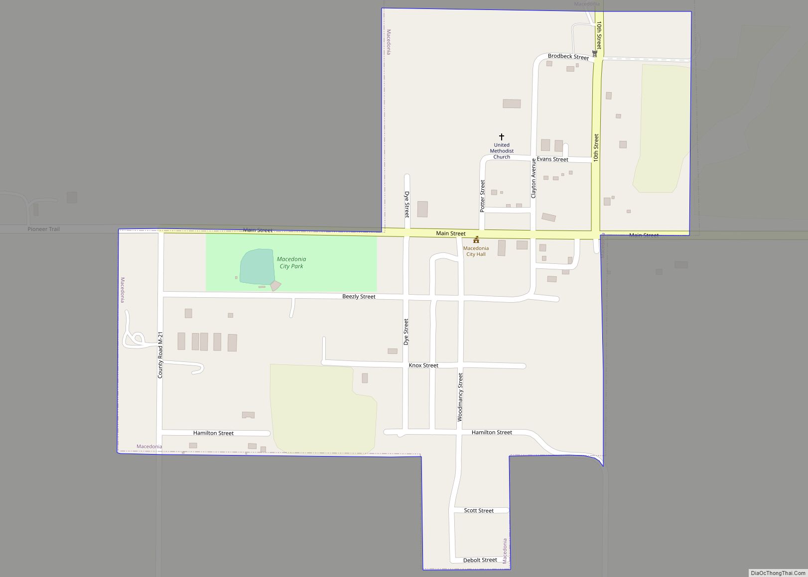 Map of Macedonia city, Iowa