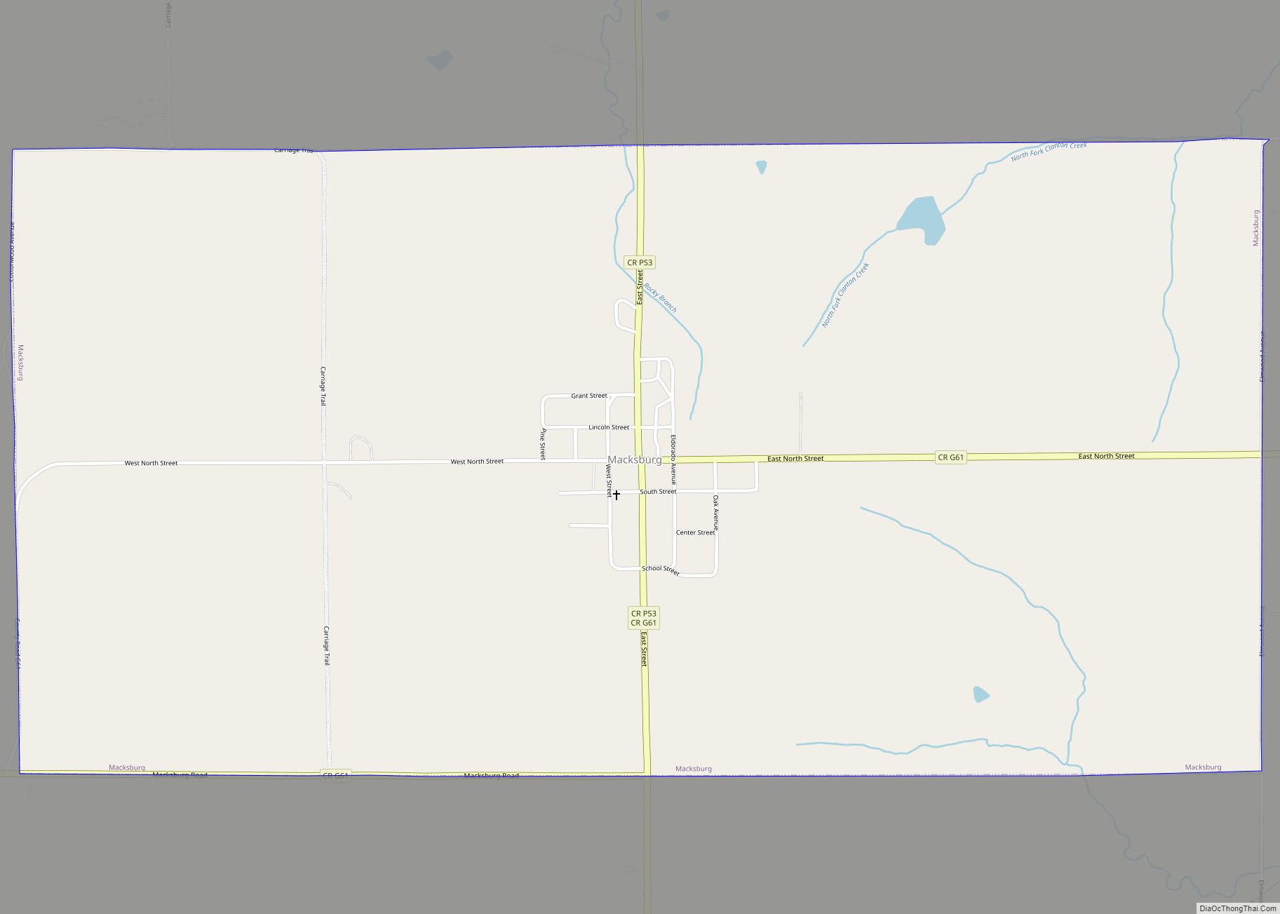 Map of Macksburg city, Iowa