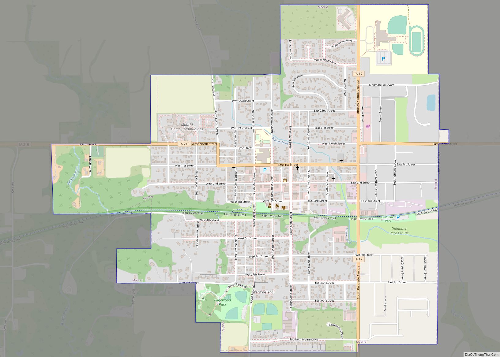 Map of Madrid city, Iowa