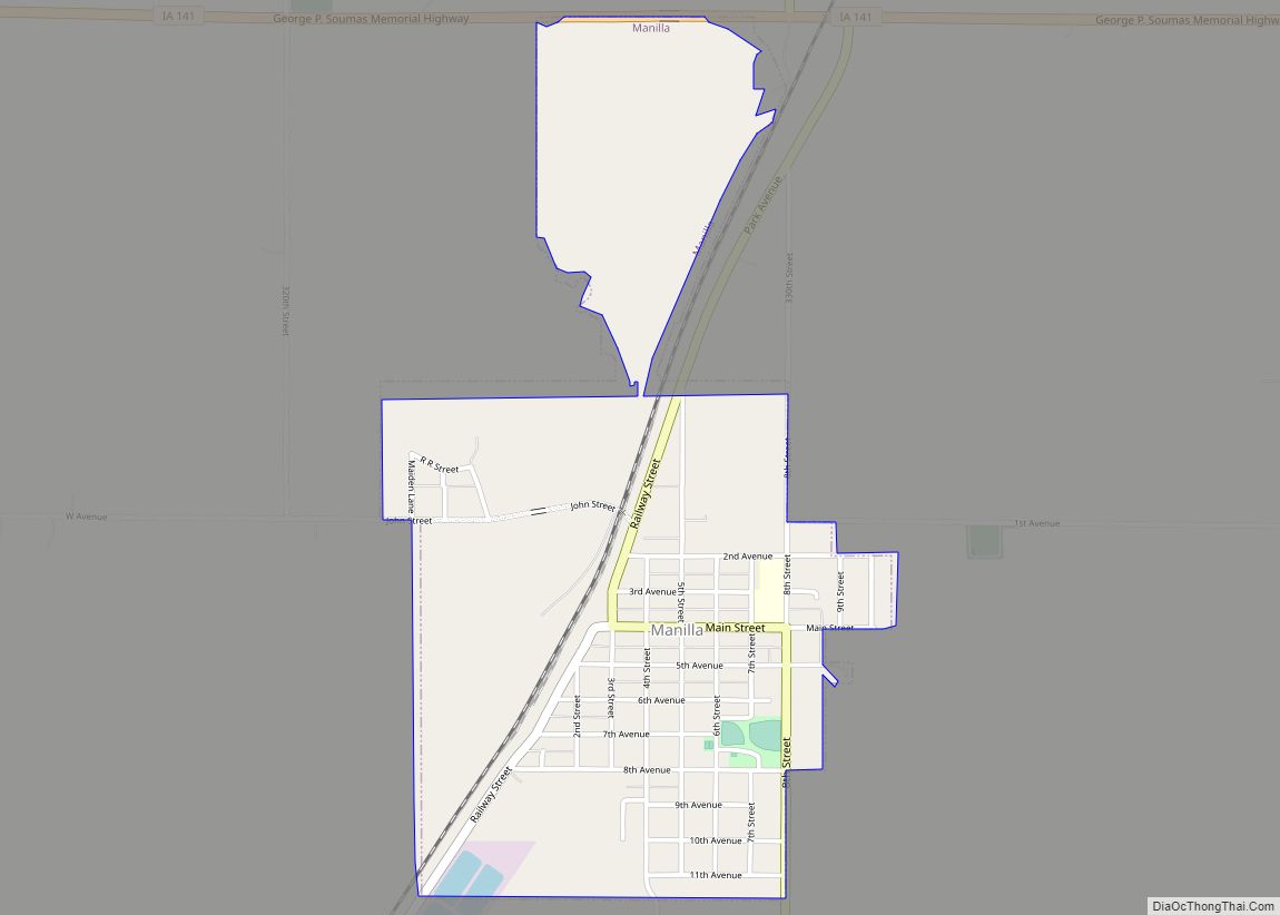 Map of Manilla city, Iowa - Thong Thai Real