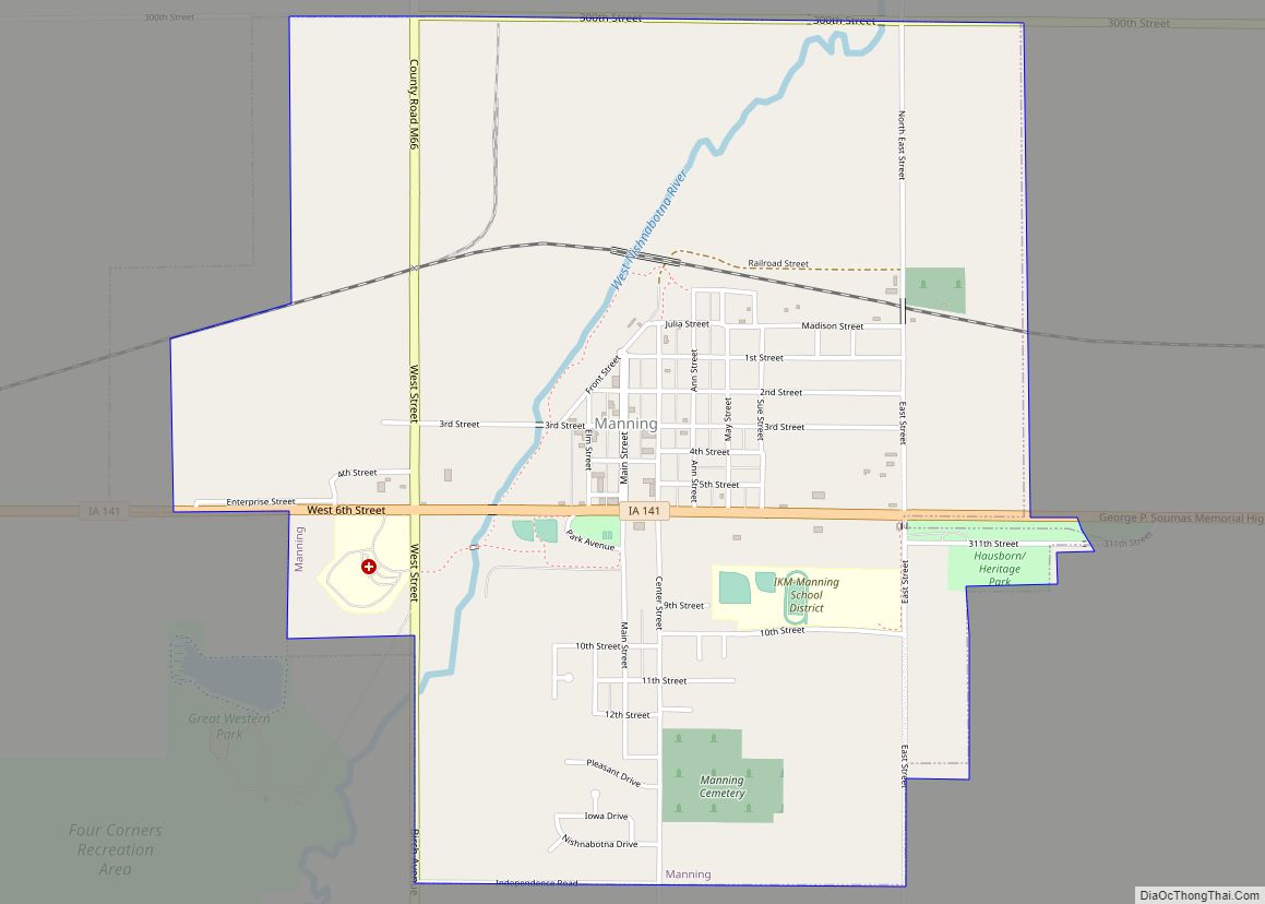 Map of Manning city, Iowa