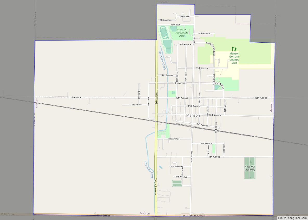 Map of Manson city, Iowa