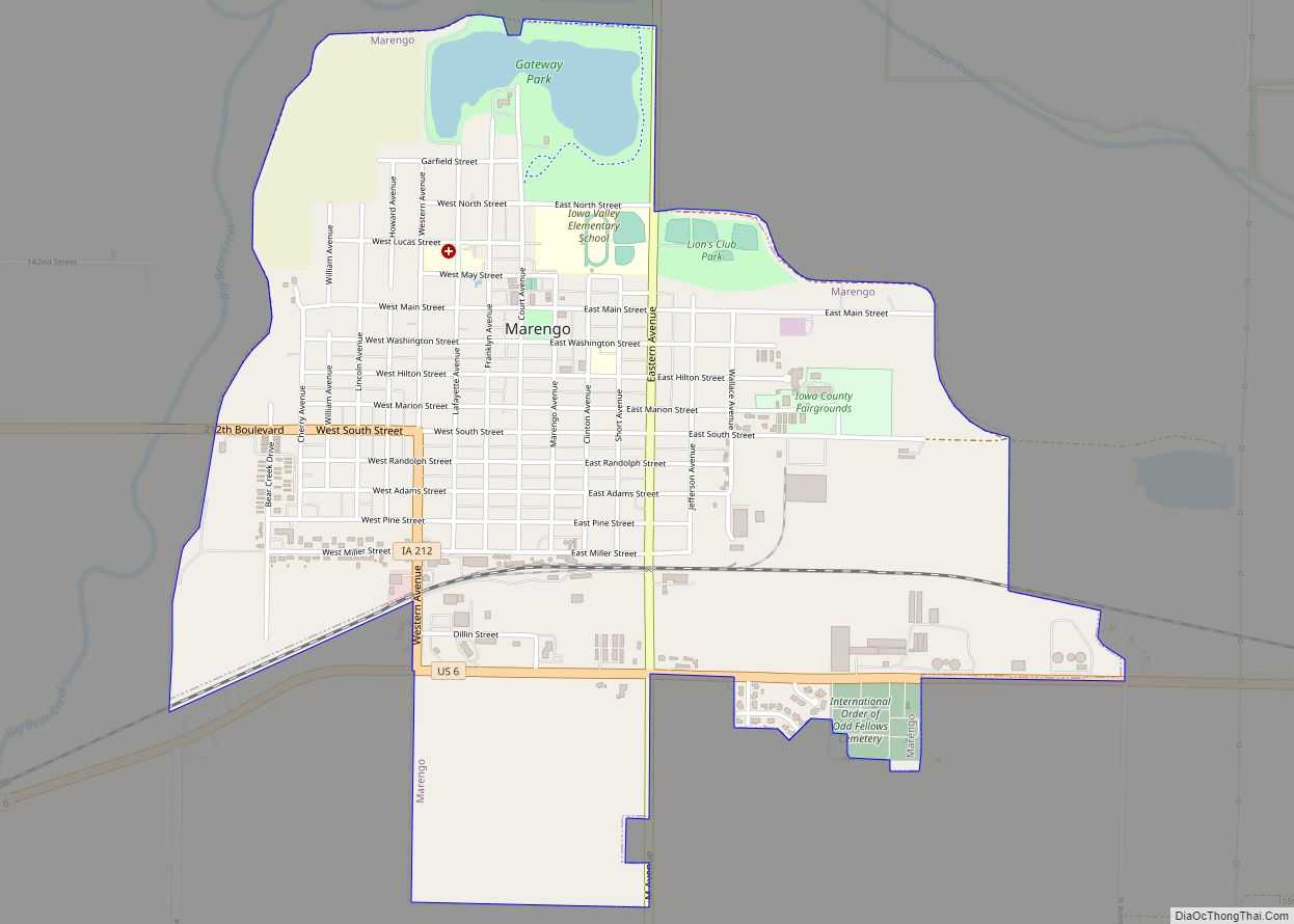 Map of Marengo city, Iowa