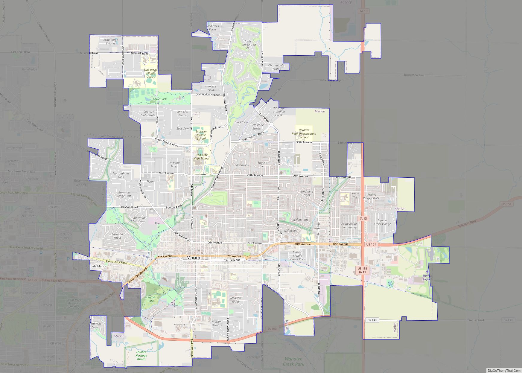 Map of Marion city, Iowa