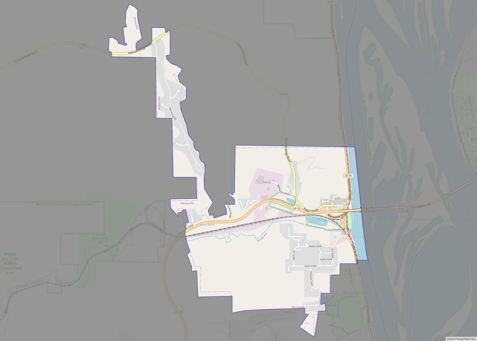 Map of Marquette city, Iowa