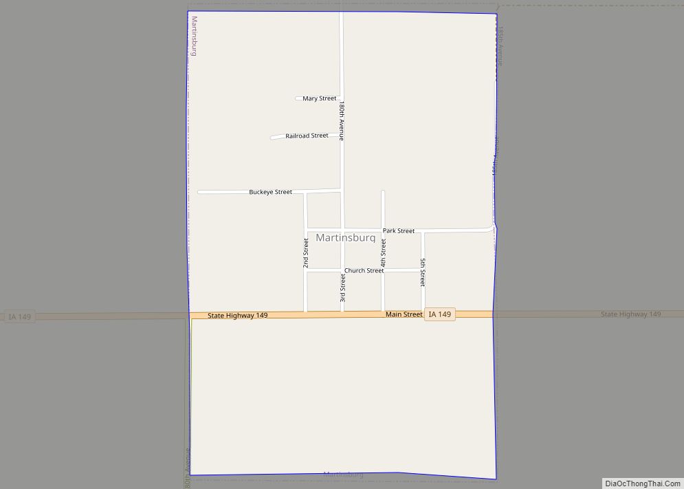 Map of Martinsburg city, Iowa