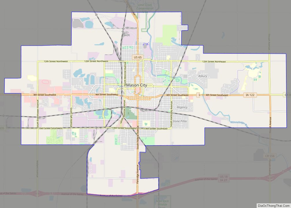 Map of Mason City, Iowa