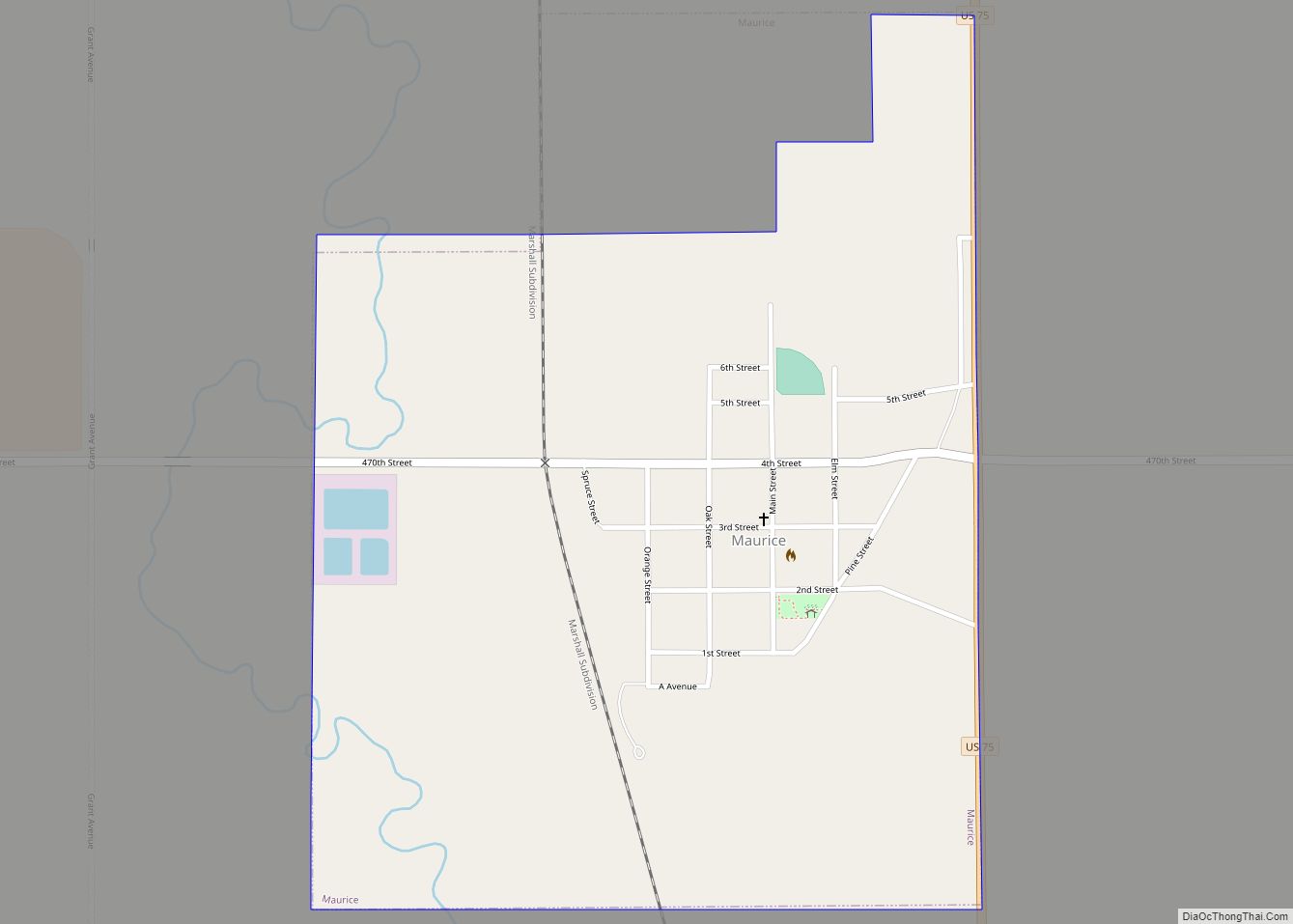 Map of Maurice city, Iowa