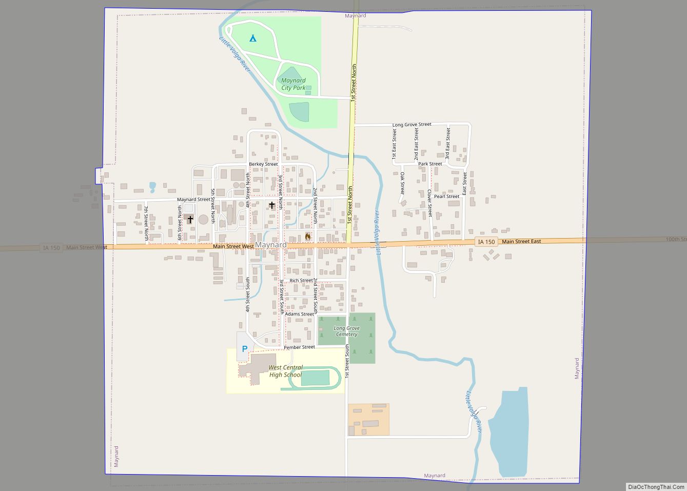 Map of Maynard city, Iowa