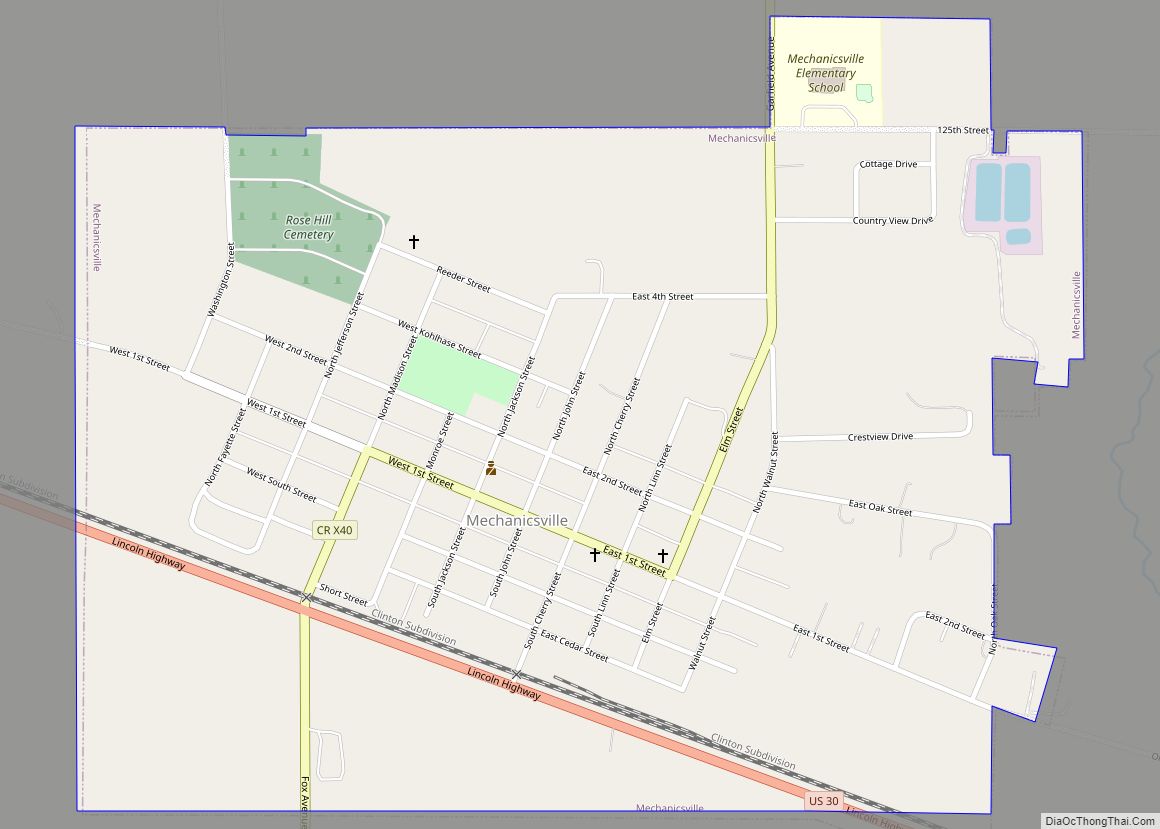 Map of Mechanicsville city, Iowa