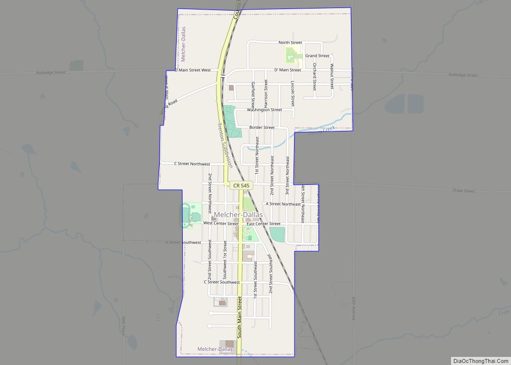 Map of Melcher-Dallas city