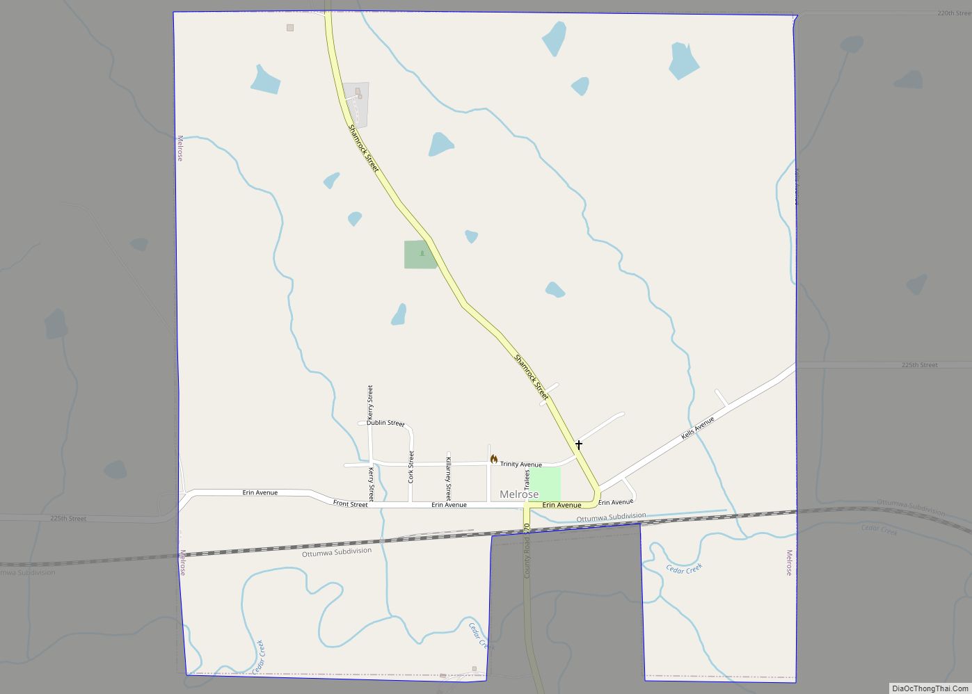 Map of Melrose city, Iowa