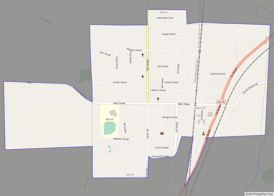 Map of Merrill city, Iowa