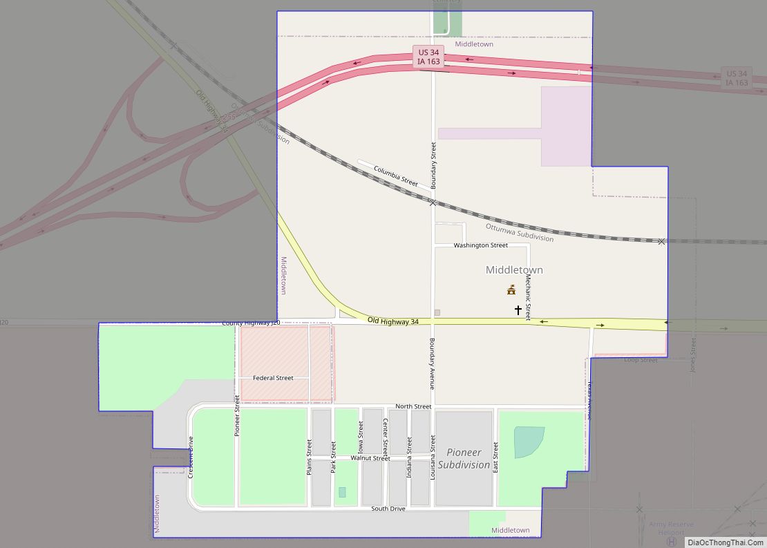 Map of Middletown city, Iowa