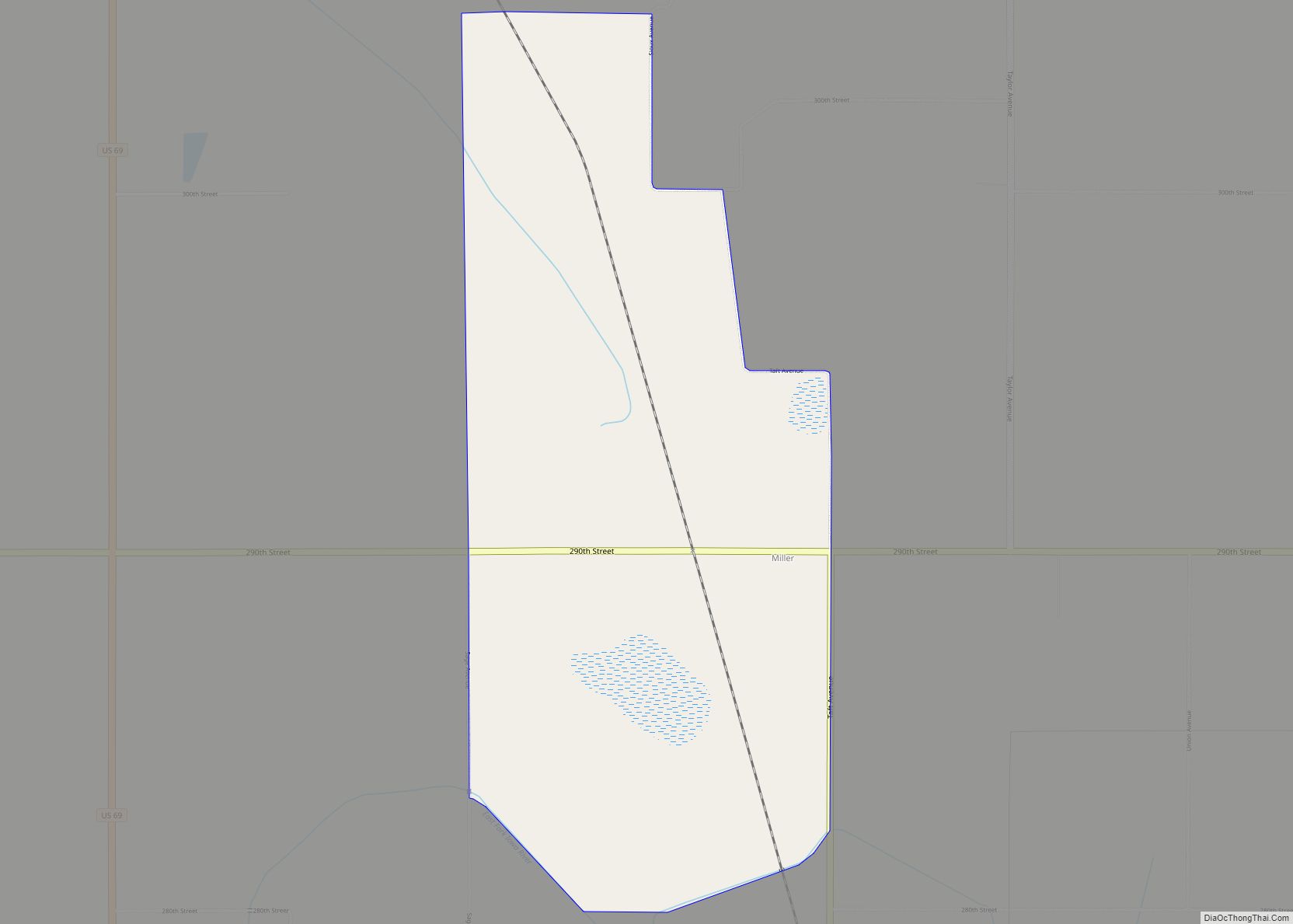 Map of Miller CDP, Iowa