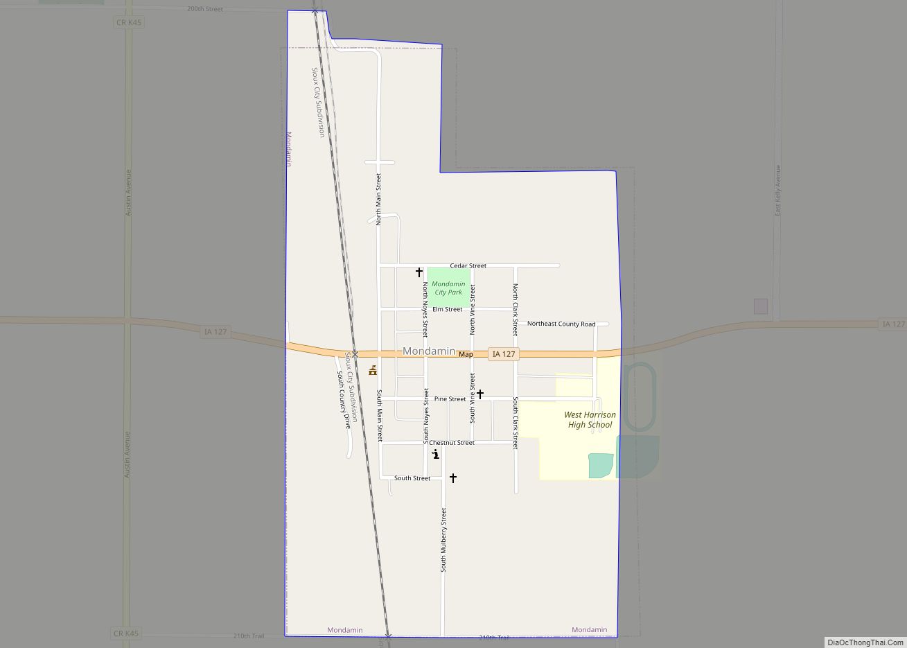 Map of Mondamin city